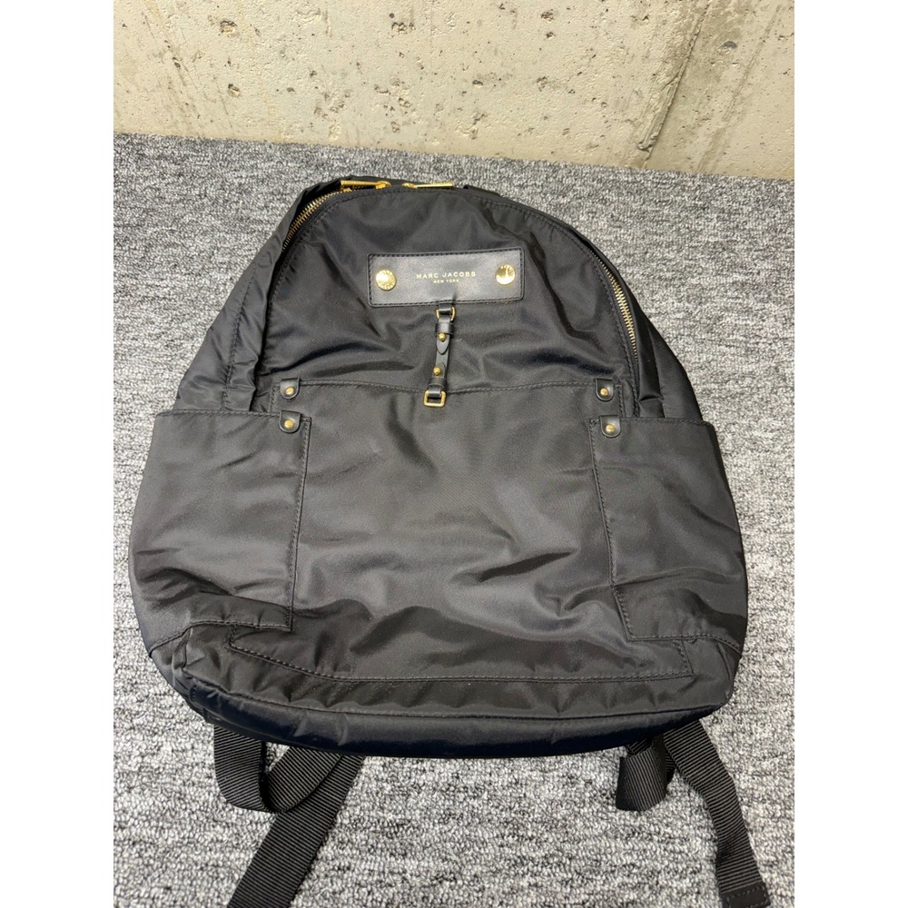 Marc Jacobs Black Nylon Biker Backpack Gold Hardware Large Travel Bag